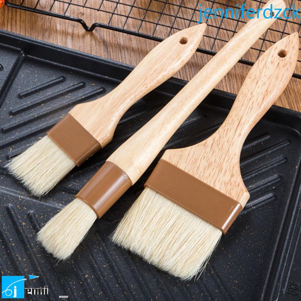 JENNIFE Pastry Brush BBQ ทําอาหารด้ามไม้หมูป่าขนแปรงย่างเครื่องมือหมัก