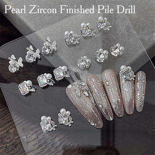 เล็บตกแต่งเล็บเล็บสติกเกอร์คริสตัลเพชร DIY 5PCS Zircon Pearl ผีเสื้อโปร่งใส Shinning เครื่องประดับแก้ว Nibirudu