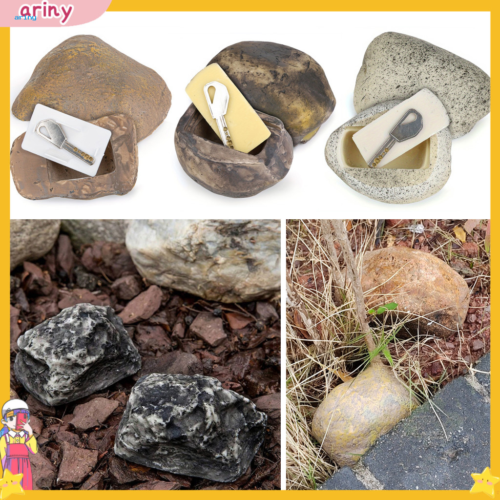 ARI Discreet Key Holder Outdoor Key ปลอดภัยกล่องสวนกลางแจ้ง Rock Key Hider กล่องเก็บ Secret Key Hold