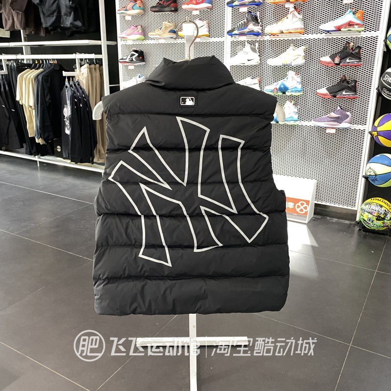 เสื้อกั๊ก MLB Simple Logo คอปกแบบยืน สำหรับผู้ชายและผู้หญิง ฤดูใบไม้ร่วงและฤดูหนาว 3ADVB0226