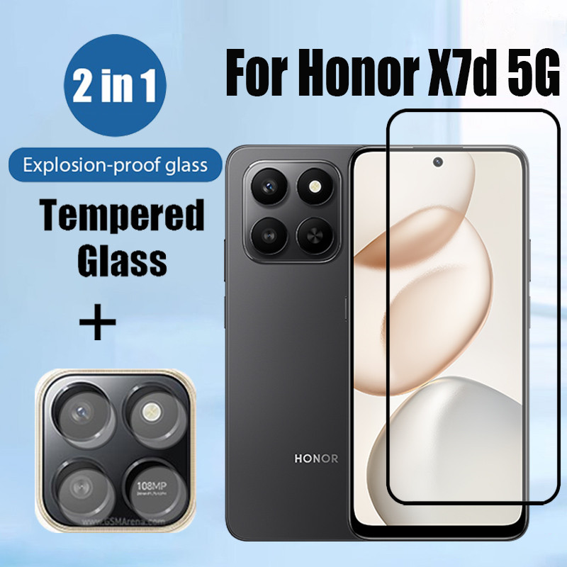 2 in 1 Honor X7d 5G กระจกนิรภัยป้องกันหน้าจอสําหรับ Honor X9d X7c X6b X8b X7b X8c X5b Plus X6c 5G 4G พร้อมกล้องเลนส์ฟิล์ม