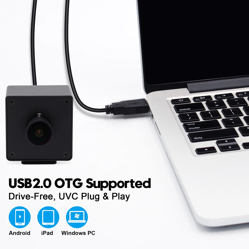 Fisheye Global Shutter Webcam Usb Uvc Otg Plug Play, 5mp 1944p 50fps, 1440p 60fps กล้องอุตสาหกรรมขาต