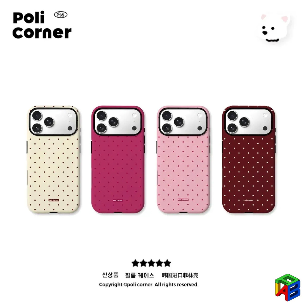 ใหม่ Polka Dot Iphone 17Promax 16/15promax 15plus ฟิล์ม 2-in-1 เคส 2 ชั้น 14/13Promax 12Pro/11promax 7/8Plus Xsmax เคสโทรศัพท์ป้องกันการตกที่เรียบง่ายและหรูหรา