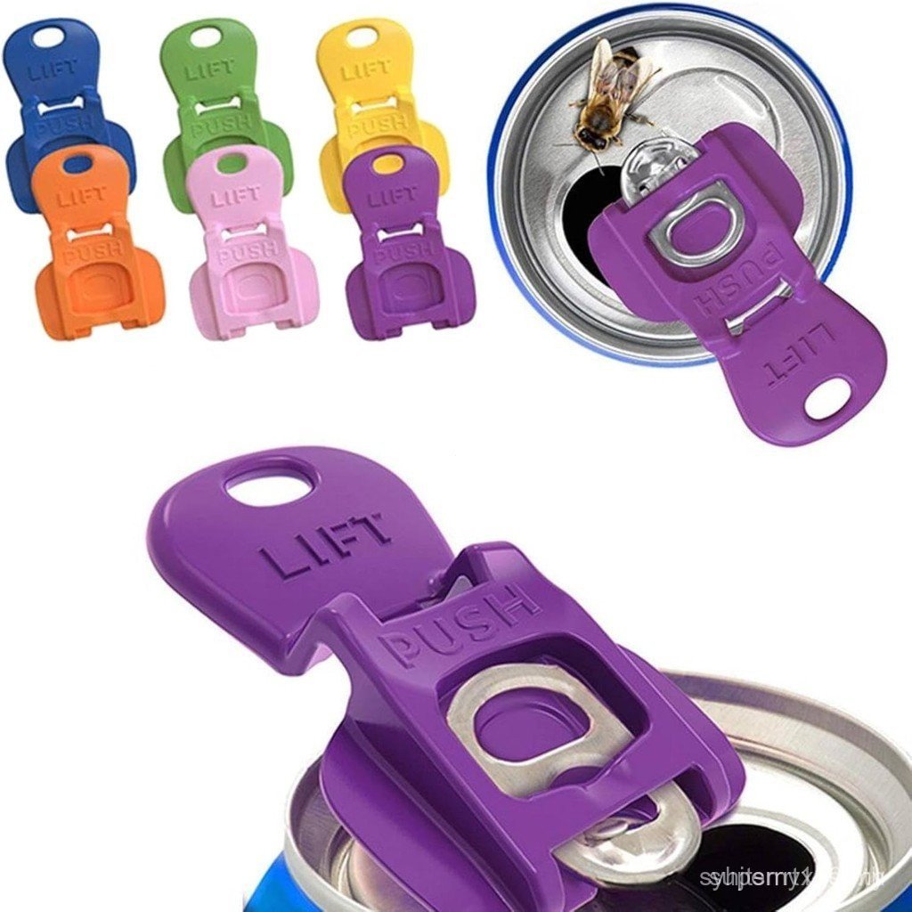 6 Pack Easy Tab Opener & Drink Protector, Colorful Soda Can Opener and Cover, Plastic Drink Can Prot