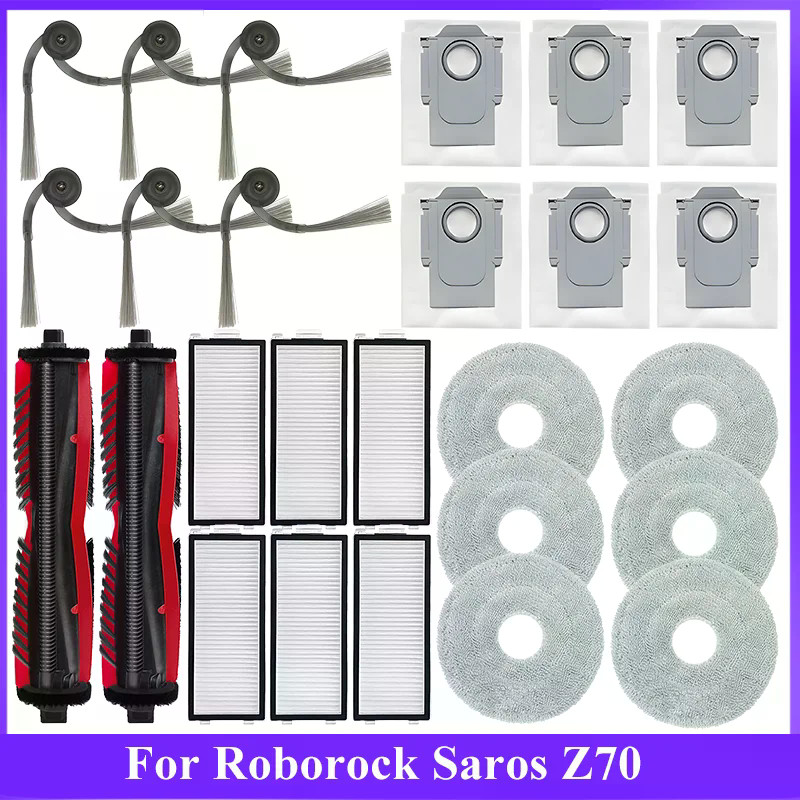 สําหรับ Roborock Saros Z70 หุ่นยนต์เครื่องดูดฝุ่นอะไหล่เปลี่ยนลูกกลิ้งหลักแปรงด้านข้างกรอง Mop ผ้าถุ