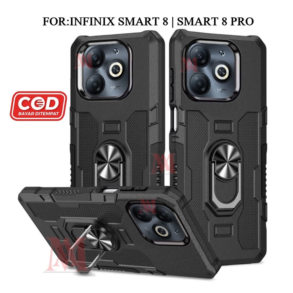 ปลอกสําหรับ Infinix Smart 8 | SMART 8 PRO Hard Case Ring Armor Robot Case Kickstand Hybrid/Ring Hold