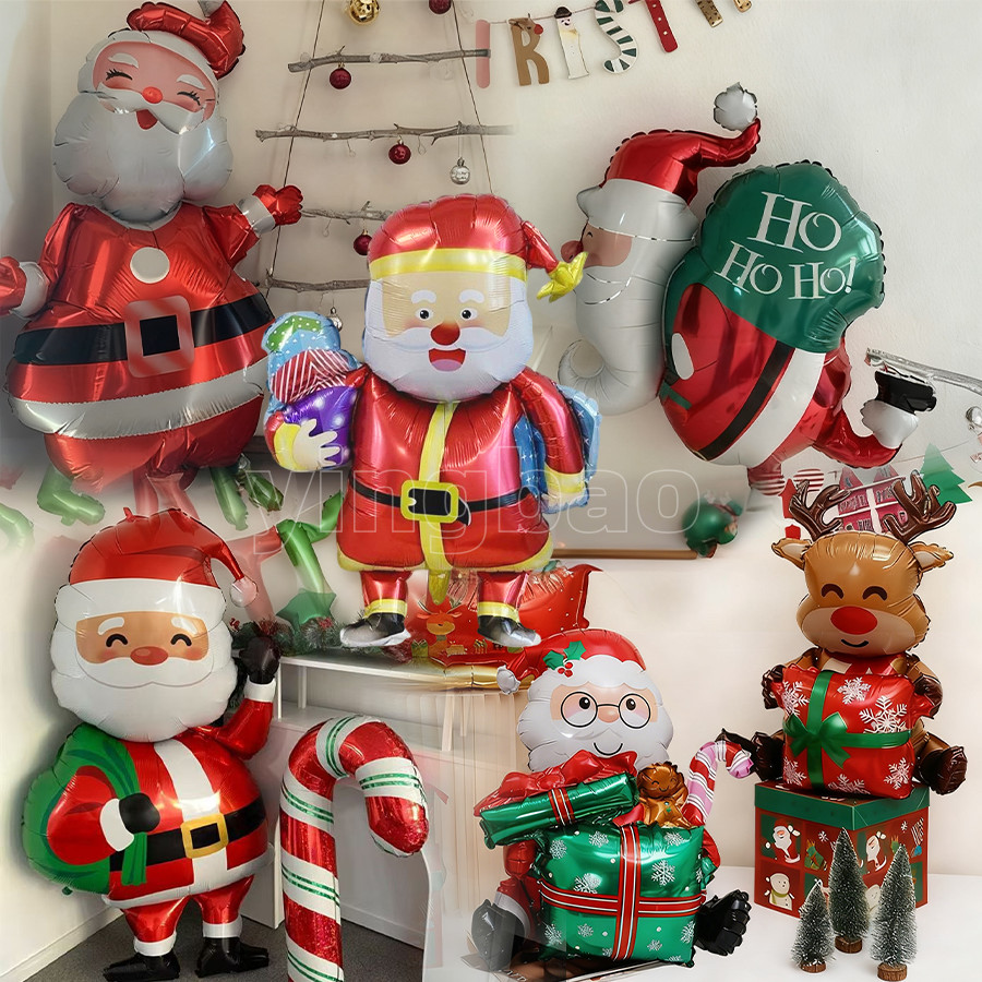 ขนาดใหญ่ซานตาคลอสปักกวางกล่องของขวัญบอลลูนคริสต์มาสพรรคซานตาคลอสธีมพรรคตกแต่งบอลลูน