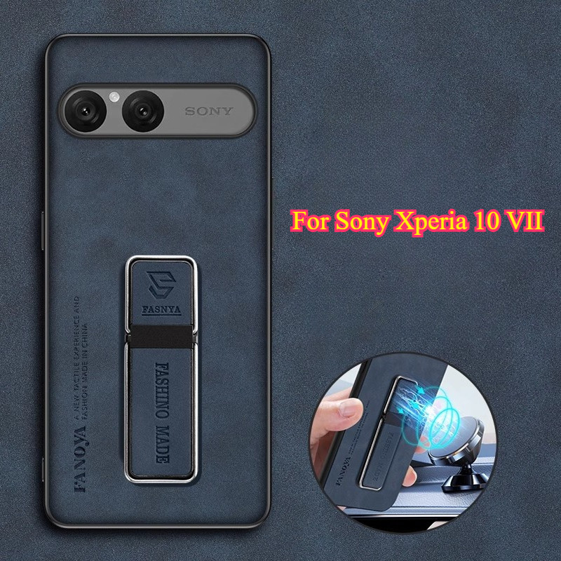 สําหรับ Sony Xperia 10 VII Skinsheep Matte หนังเกราะเคสโทรศัพท์สําหรับ Sony Xperia 10 V II ผู้ถือแม่เหล็กกล้องฝาครอบป้องกัน