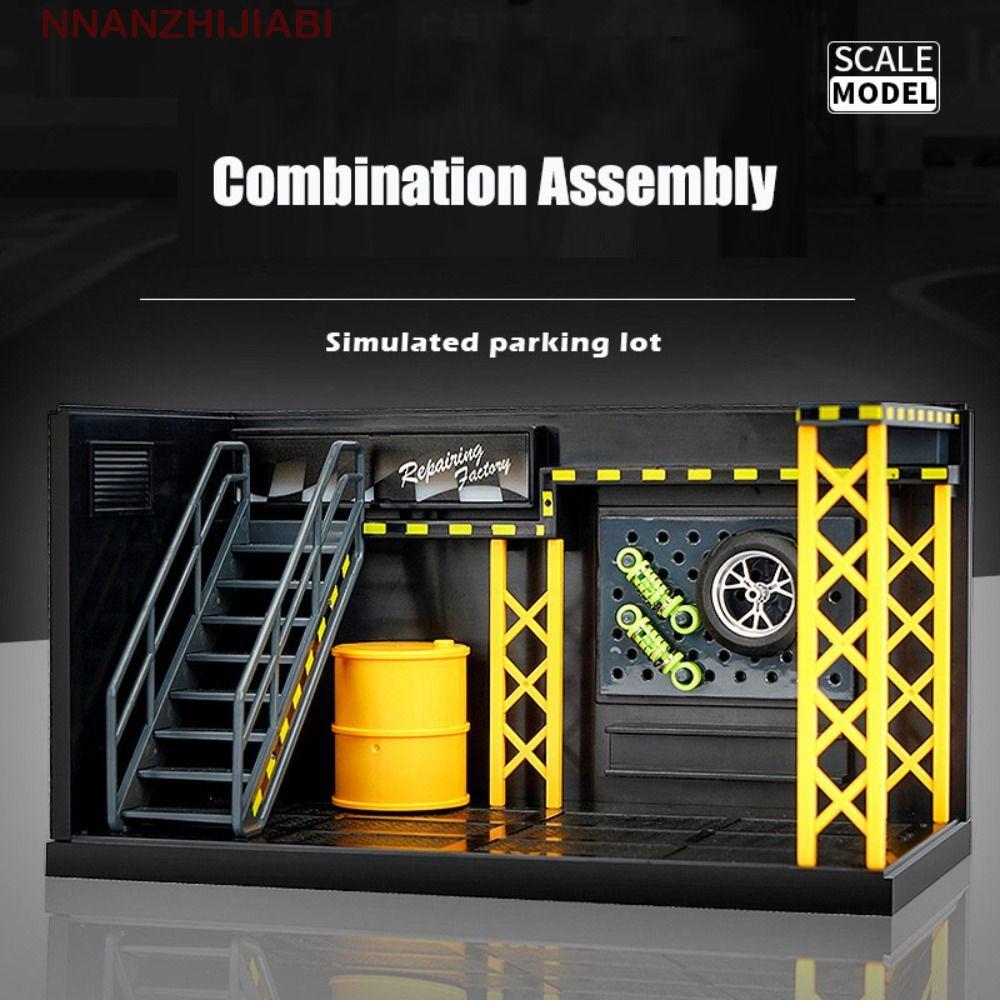 NANZHIJIABI ที่จอดรถที่จอดรถ, 1:24 1:32 Scale Miniature รถโรงรถรุ่น, เด็กของขวัญจําลอง DlY ฉาก Diecast โลหะผสมรุ่นรถจอแสดงผลประกอบของเล่น
