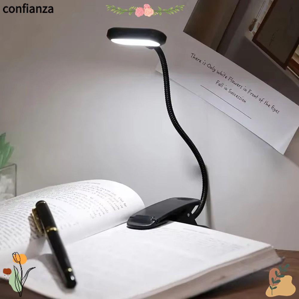 CONFIANZA ไฟอ่านหนังสือ, Mini พร้อมคลิป LED Book Lamp, แบบพกพา 360 องศาพับความสว่างสูง Eye Protection ข้างเตียง Study Light Home