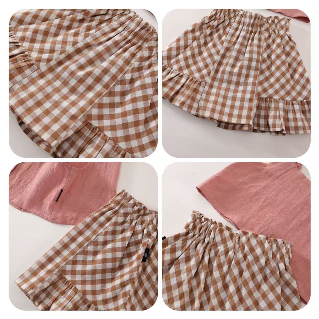 💗EK👧🏻วันหยุด ชุดเซ็ทเสื้อ+กระโปรง สําหรับเด็กผู้หญิง ราคาถูก คุณภาพด สองชิ้น สไตล์เกาหลี🚀พร้อมส่ง - รูปที่ 5