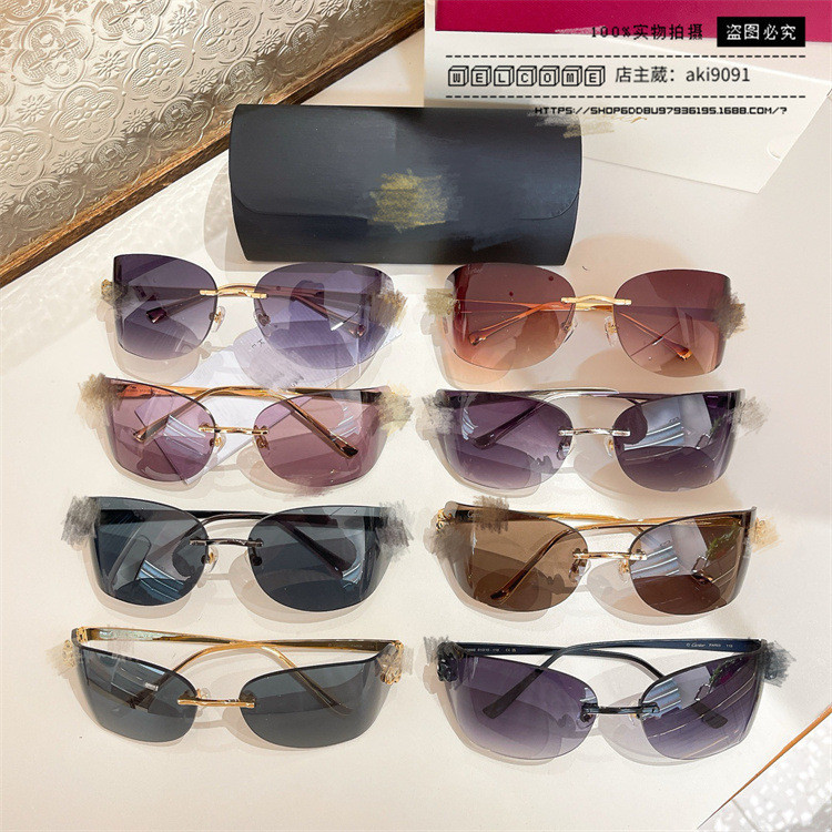 MYK0 Cartie*r European and American Celebrity Style Cat Eye Sunglasses for Women Leopard Metal Sungl