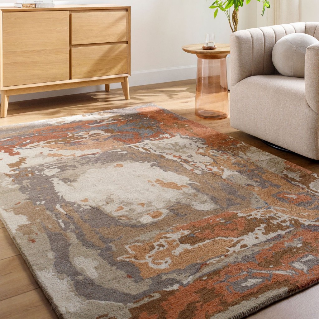 พรมห้องนอนและห้องนั่งเล่น Kavita สไตล์แคชเมียร์ ดีไซน์ทันสมัย ทำความสะอาดง่าย ทนทาน และไม่ระคายเคือง