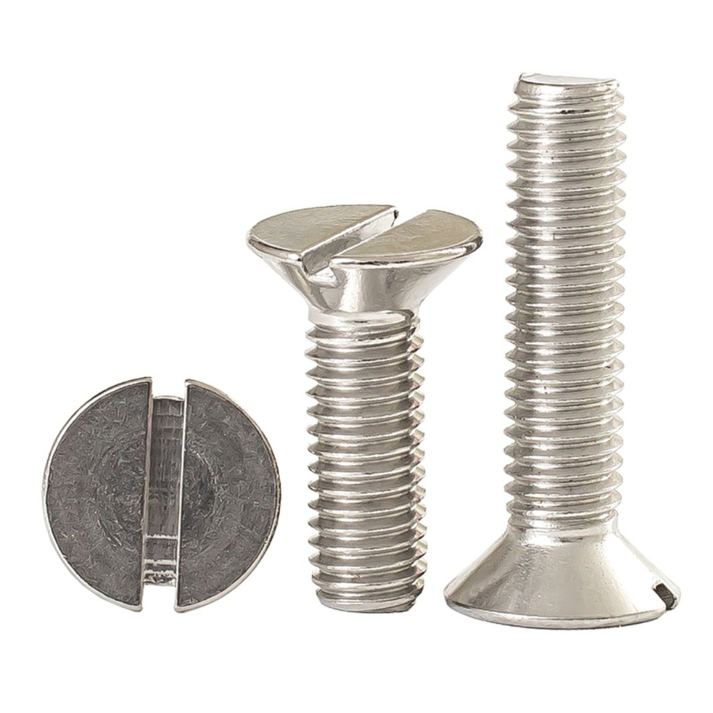 (-XCF)GB68 304 สแตนเลส one-word slot สกรูหัวจม slotted สกรูหัวแบน M1.6M2M2.5M3M4M5M6M8M10