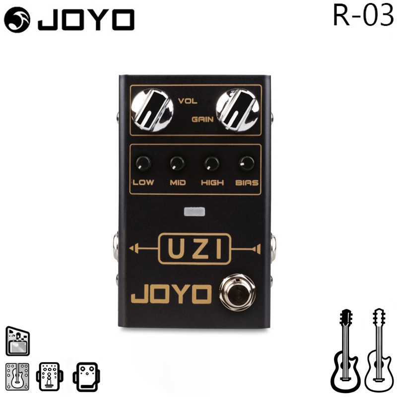 JOYO R-03 UZI Distortion เหยียบกีตาร์สําหรับ Heavy Metal เพลง BIAS ลูกบิด True Bypass กีตาร์เบสอุปกร