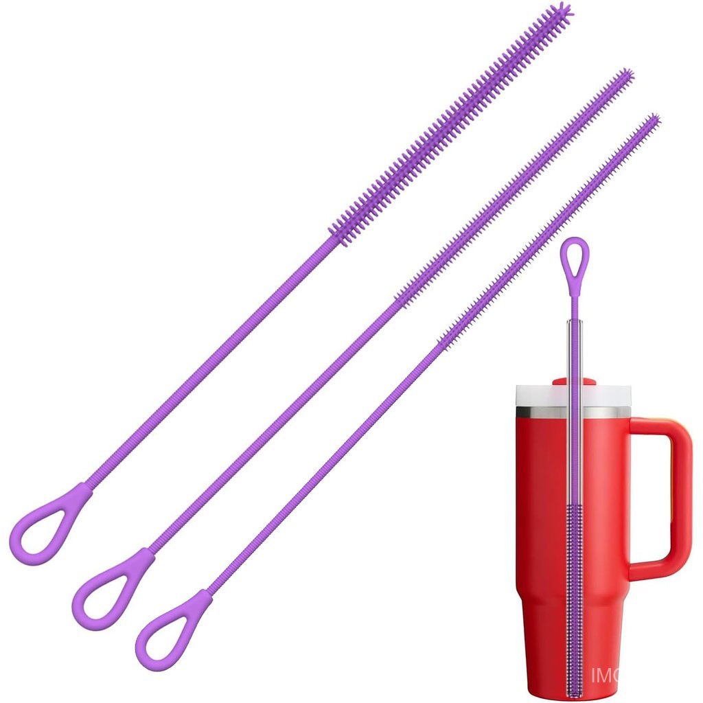 3ชิ้นซิลิโคนฟางทําความสะอาดชุดแปรง,ยาวพิเศษนํามาใช้ใหม่ งอได้ แปรงฟางสําหรับสแตนลีย์ ถ้วย,โลหะแก้วหลอด,เดินทางที่เป็นมิตรท่อทําความสะอาดด้วยตะขอแขวน3มม+6มม+9มม - รูปที่ 5