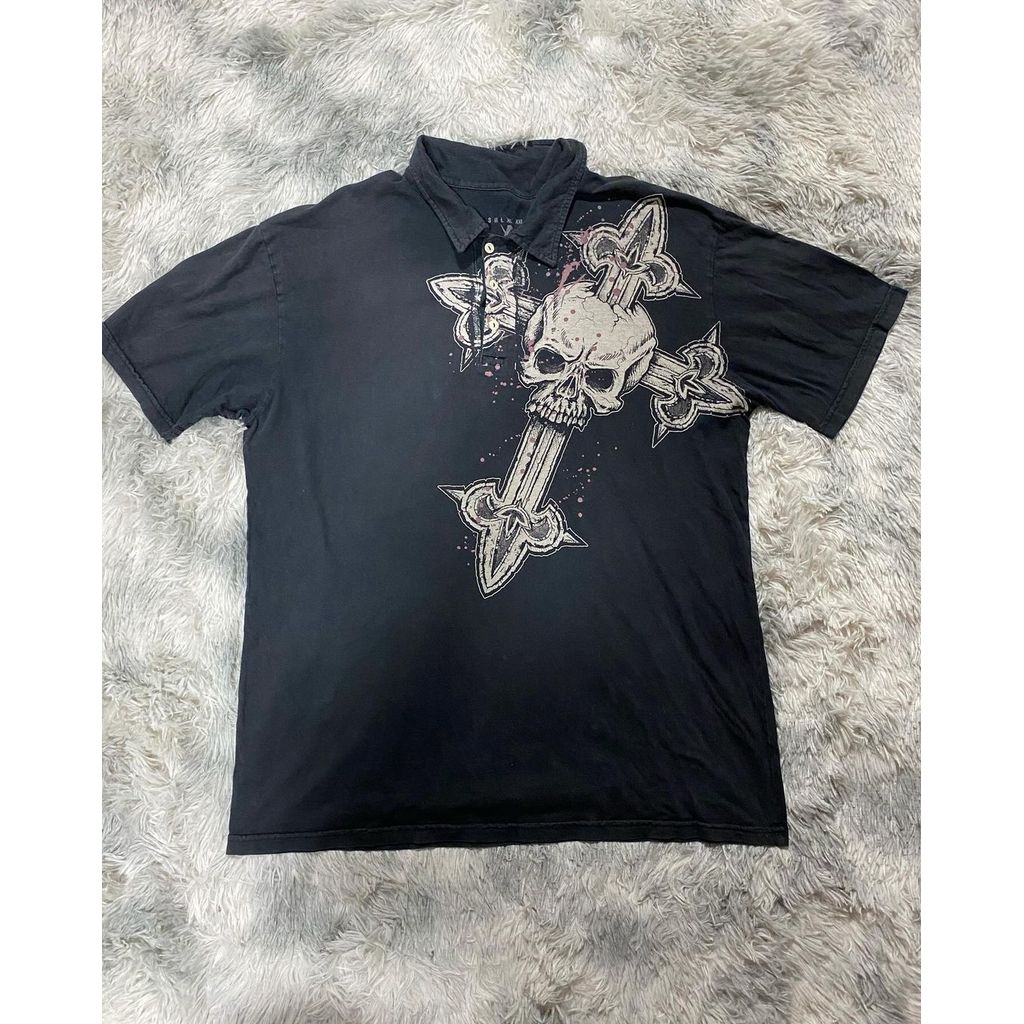 Street Style Mens Top Short Sleeved Summer Retro Style High-end Design Y2k Punk Style แฟชั่นเกาหลี