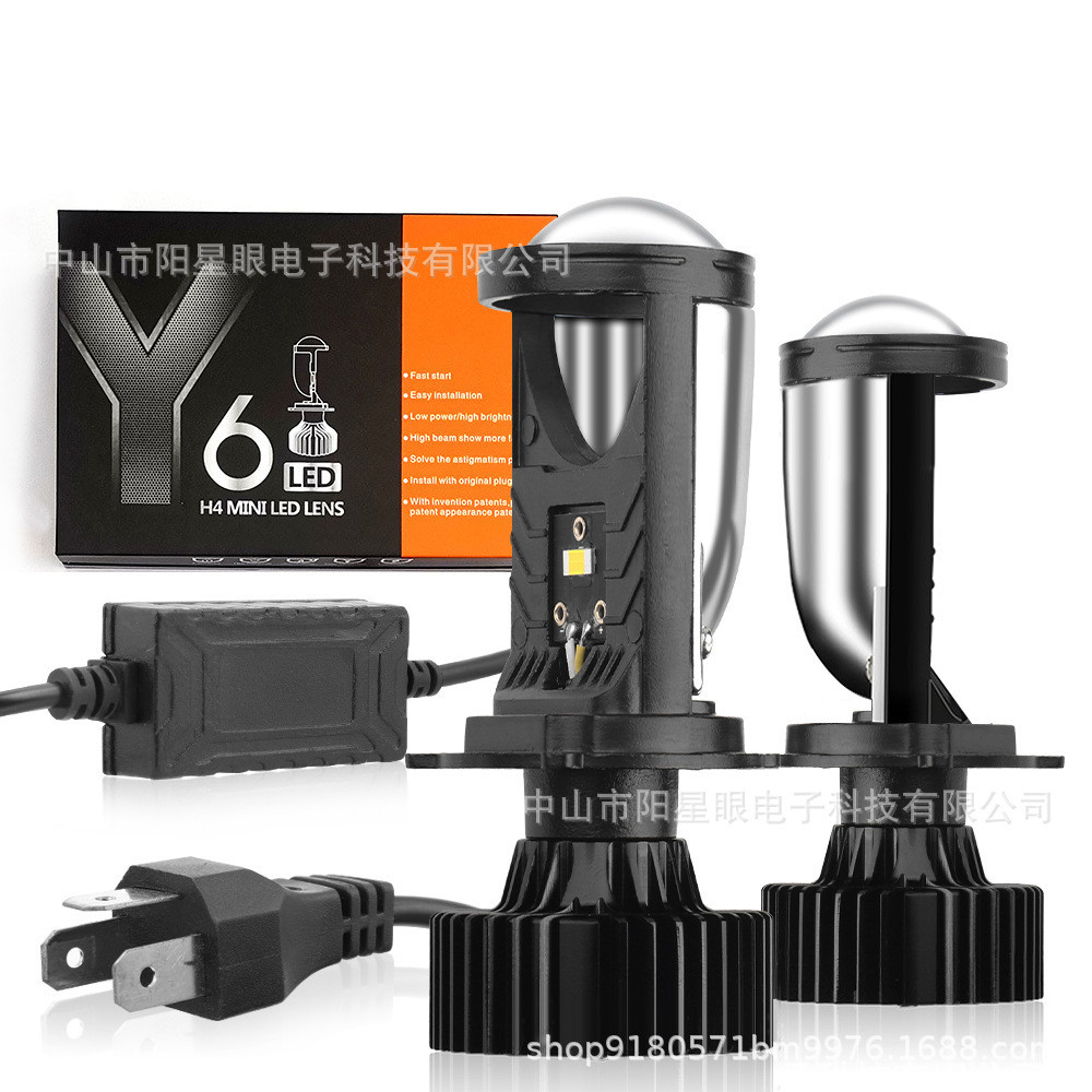 Y6H4 เลนส์รถจักรยานยนต์ Universal LED ไฟหน้า Y6S Fisheye Light Far Near Light 12-24V AP5N