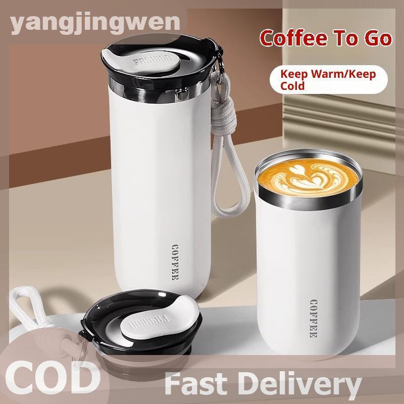 YANGWEN Keepe Flask แก้วกาแฟ แก้วน้ําสแตนเลสหุ้มฉนวนแก้วร้อนและเย็นพร้อมฝาปิด 11.8/16.8oz .