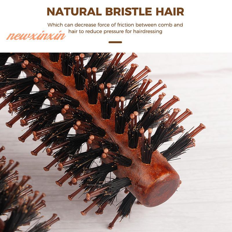 [NT-t] Anti Static ไม้หมูป่าขนแปรงกลมช่างทําผมเครื่องมือจัดแต่งทรงผมแปรงล้อเล่นสําหรับหวีผมหยิกแปรงผม [ใหม่]