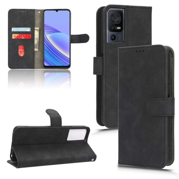 อะไหล่มาใหม่สําหรับ TCL 40SE Skin Feel Flip Leather Phone Case