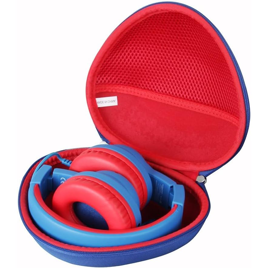 Adada Hard Travel Case สําหรับ iClever HS19 / iClever BTH12 Kids Headphones (นอกสีน้ําเงิน + สีแดงด้