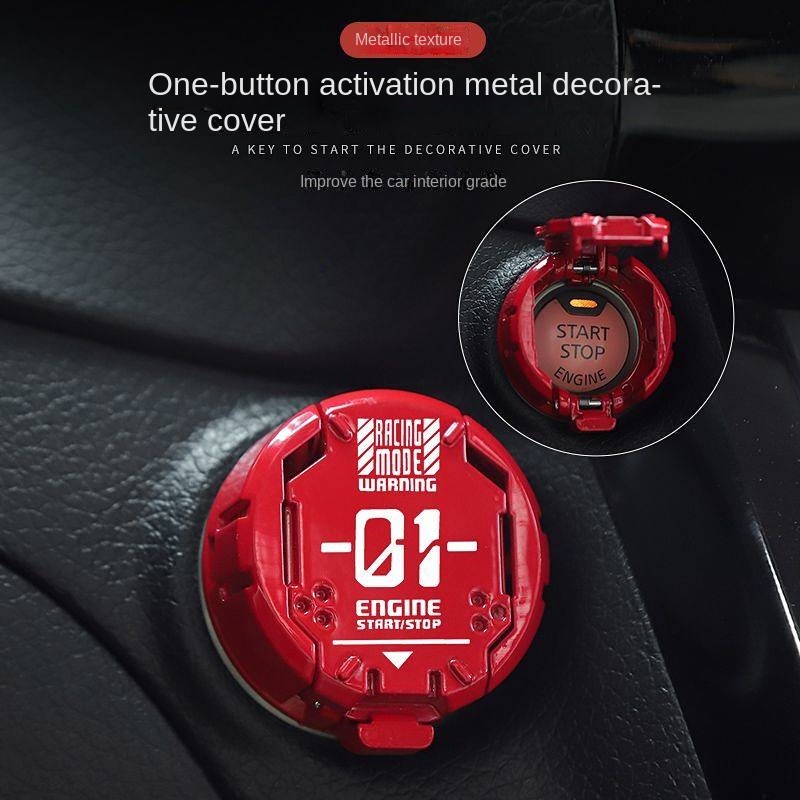 Full Metal Mecha Car Motorcycle One-Key Start Button Protective Cover Ignition Switch Decorative Cover Fashionable car interior decoration