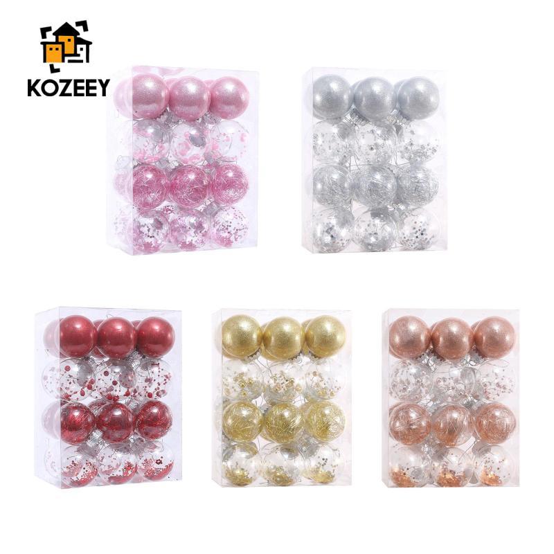 KOZEEY 24x Christmas Ball เครื่องประดับใสตกแต่ง Baubles ต้นคริสต์มาส Baubles ชุดสําหรับเทศกาล