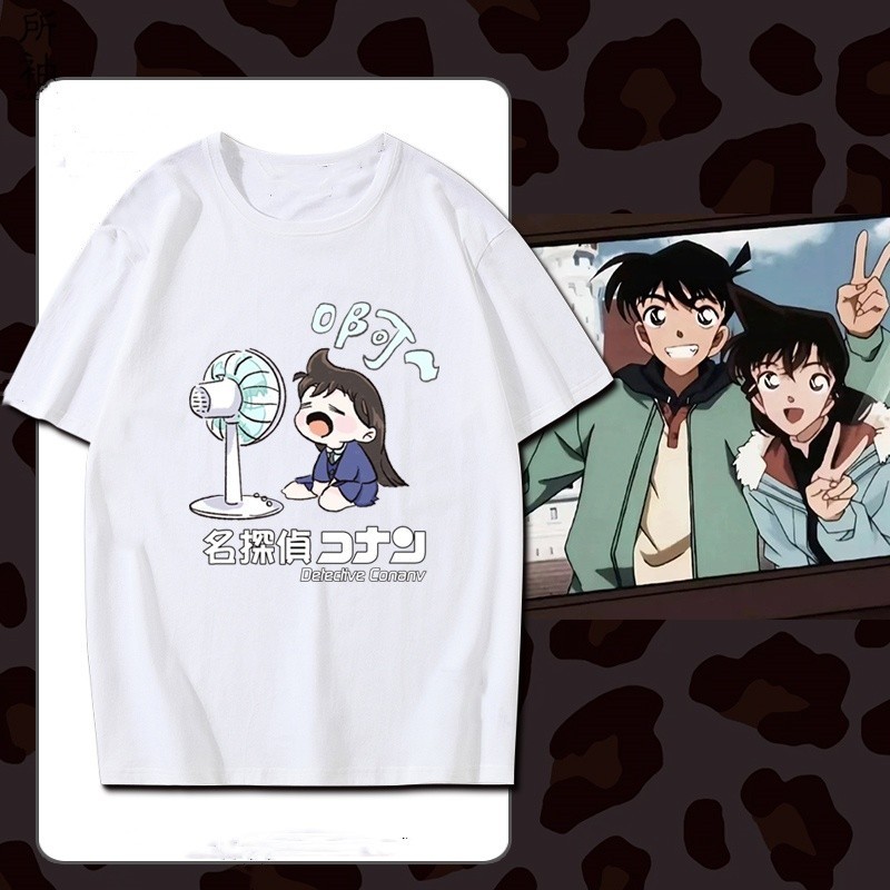 เสื้อยืดคอกลมพิมพ์ลายนักสืบโคนัน สำหรับผู้ใหญ่ Unisex ผ้าฝ้าย 100% | แฟชั่นสตรีทแวร์