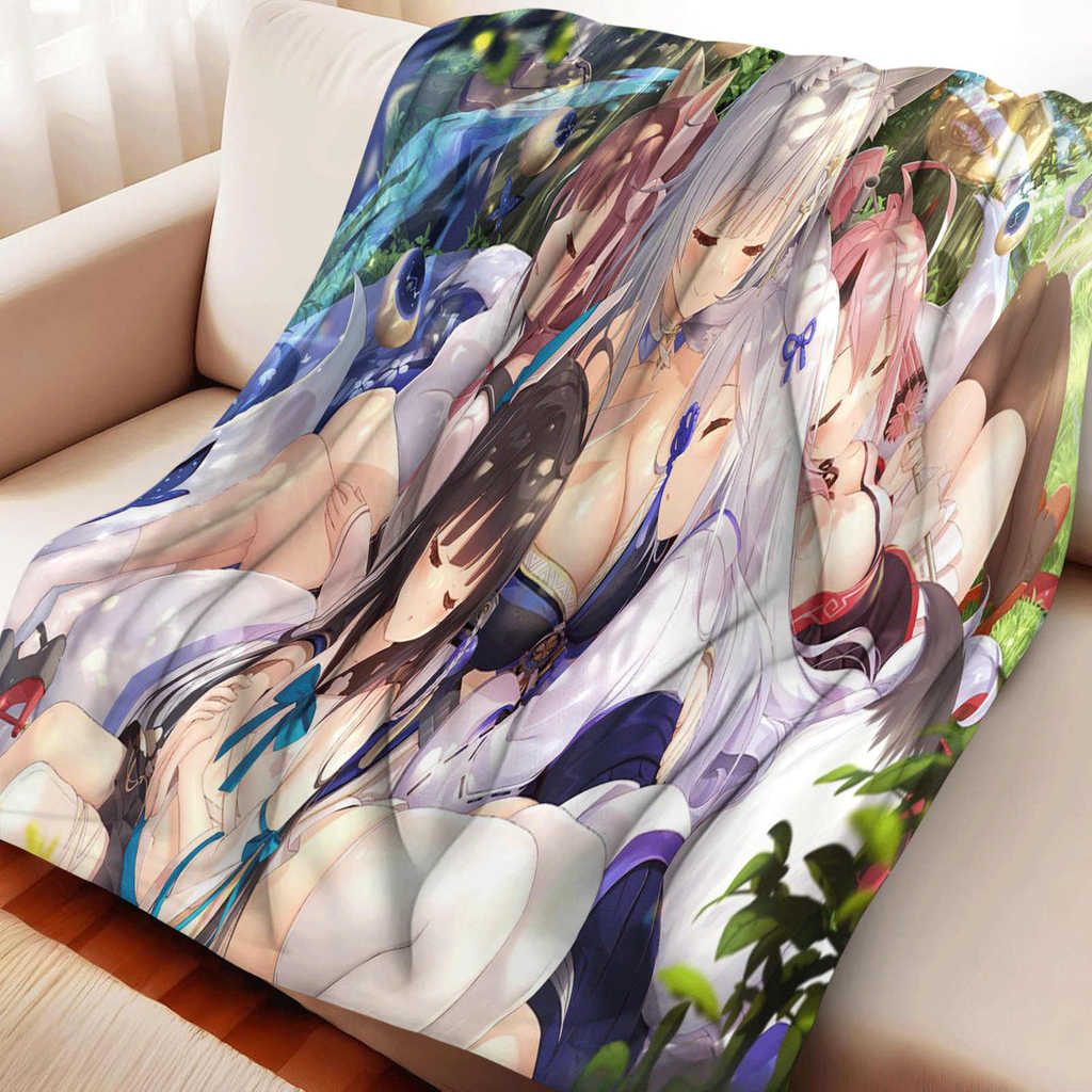 ผ้าห่มสักหลาด Azur Lane Shinano สําหรับตกแต่งบ้านฮาโลวีนผ้าห่มโยนสไตล์ร่วมสมัยแบบนุ่ม