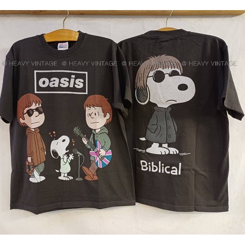 Snoopy X OASIS Biblical parody tag Hanes เสื้อวินเทจ เสื้อทัวร์ ล้อเลียน heavy vintage shirt