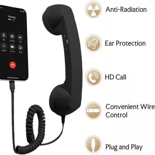 ALPIN โทรศัพท์ Handset, Type-C โทรศัพท์สไตล์ตัวรับสัญญาณจับโทรศัพท์พื้นฐาน, สายฟรีพร้อมไมโครโฟน Handset