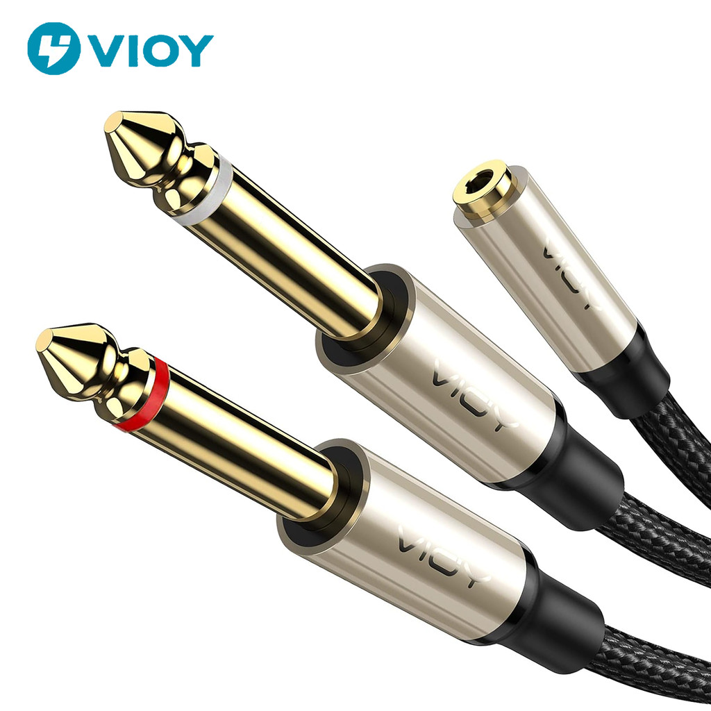 3.5mm To 6.35mm Extension Cable 1/8 Inch TRS Female To Dual 1/4 Inch TS Male Plug Audio Cable for Am