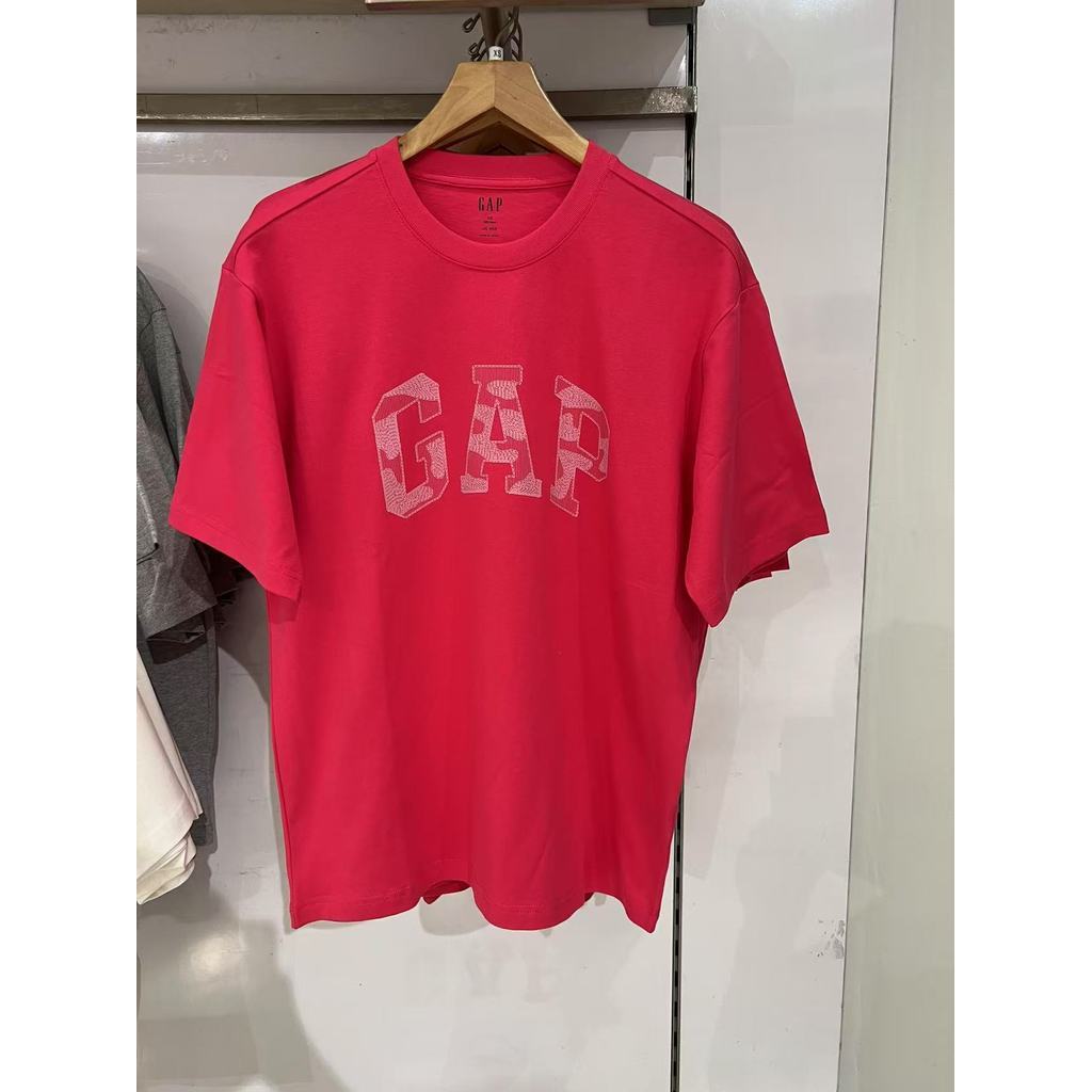 เสื้อผ้าผู้ชายและผู้หญิงของ Gaa ใหม่ Offset พิมพ์โลโก้รอบคอผ้าฝ้ายแท้แขนสั้นเสื้อยืดหลวมด้านบน 72750