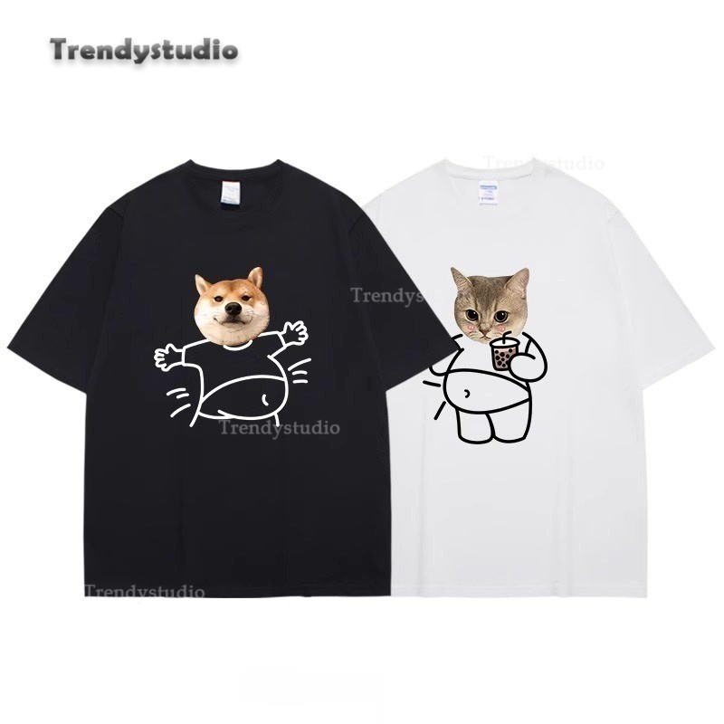 COD（พร้อมส่งจากกทม มาถึงใน 2วัน）เสื้อยืดแขนสั้นพิมพ์ลายผ้าฝ้ายแท้สวมใส่สบายเสื้อเชิ้ตลำลองแฟชั่นลายการ์ตูนสุดน่ารัก