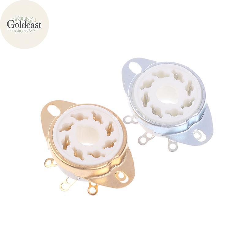 ทอง 1 PC 8Pin GZC8-Y-6 Octal ซ็อกเก็ตเซรามิควาล์วฐานแจ็คสําหรับ KT88/6550/EL34/6P6P/6V6/6N8P/6SN7 เค