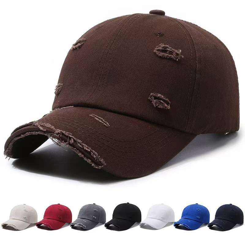 New Washable Hole Baseball Cap For Men Women Hat Solid Sunscreen Baseball Hats Cotton Outdoor Sport 