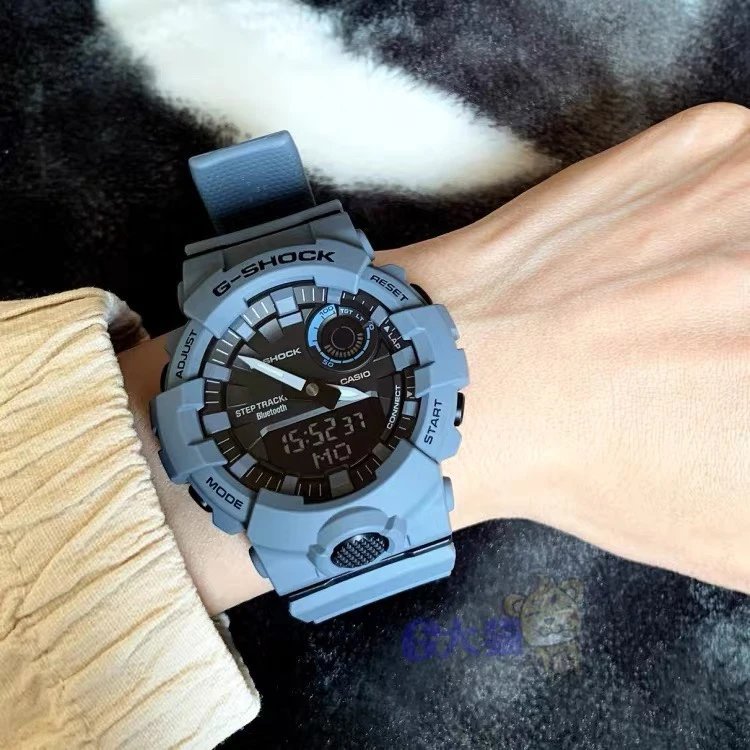 ￼ Casio นาฬิกาผู้ชายผู้หญิงกีฬา Casio สมาร์ท Pedometer Haze สีฟ้านาฬิกากันน้ําผู้ชาย GBA800UC-2A