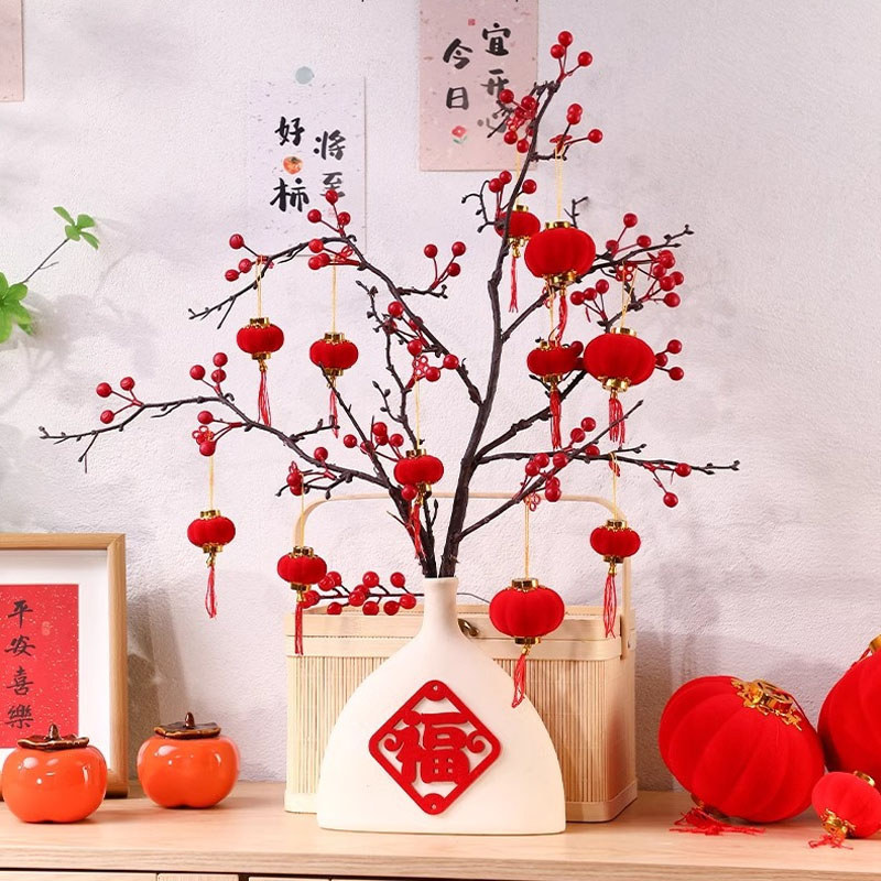 โคมตรุษจีน 30pcs โคมแดงกำมะหยี่ โคมตกแต่งตรุษจีน เต็งลั้ง ตกแต่งบ้าน พร็อพถ่ายรูป - รูปที่ 3