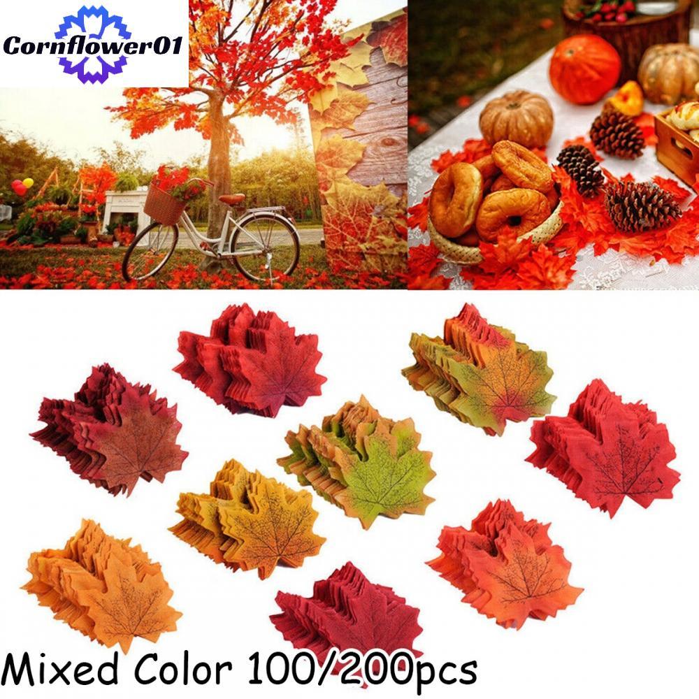 [cornflower01]Maple Leaves Simulation Props Multicolour Autumn Wedding Fake Fall Home