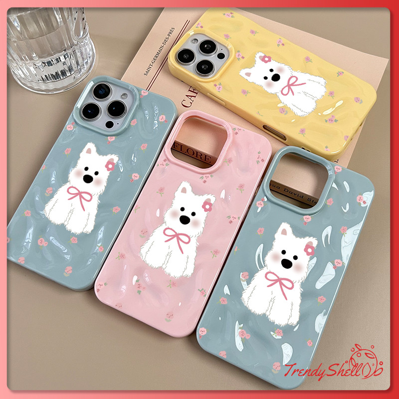 💖จัดส่งในพื้นที่💖 เคสเหมือนอุกกาบาต สีขาว ลูกสุนัข โค้งคำนับ สําหรับ IPhone17 16 14 13 12 11 7 8plus Pro Promax X XR XS