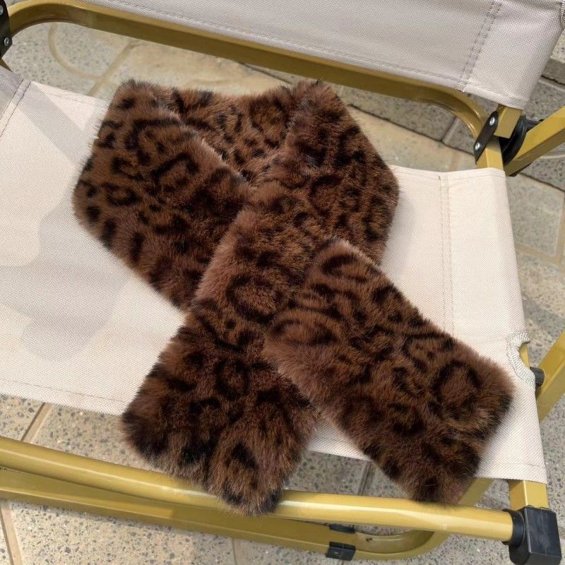 ผ้าพันคอขนสัตว์ leopard print สำหรับฤดูหนาว