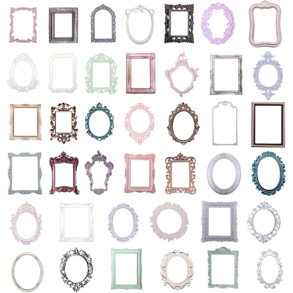 40pcs Junk Journal สติกเกอร์, Scrapbook กรอบ, Scrapbook Embellishments, Vintage สมุดภาพหน้าต่างตกแต่