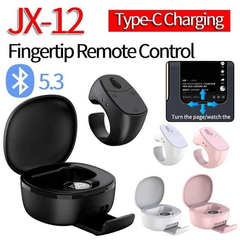 JX12 Fingertip Bluetooth 5.3 Scrolling Ring Multifunction Remote Control Shutter/clicker For Tiktok 