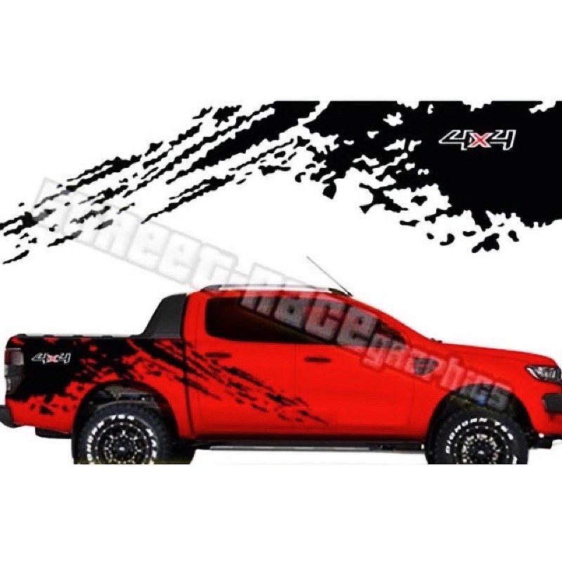 (คลังสินค้าพร้อม)S287# 4x4 2Side Car Body Vinyl Decal Sticker