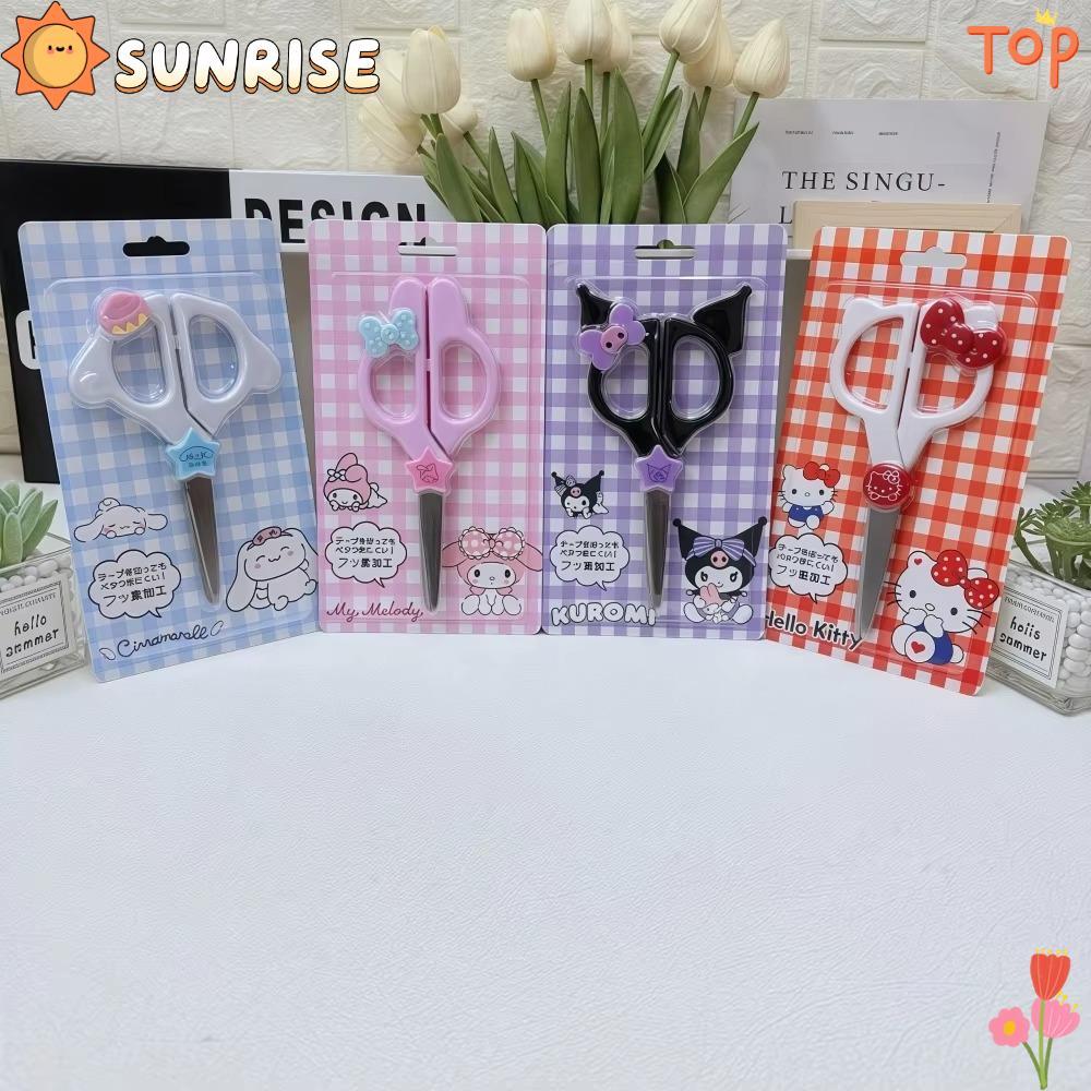 SUNRISE กรรไกรนิรภัย Sanrio​​, การออกแบบปลาย Blunt Hello Kitty ​​กรรไกรงานฝีมือสําหรับเด็ก​​, คุโรมิเมโลดี้ สแตนเลสทนทาน​​ ​​กรรไกรการ์ตูน​​ ​​อุปกรณ์เครื่องเขียน