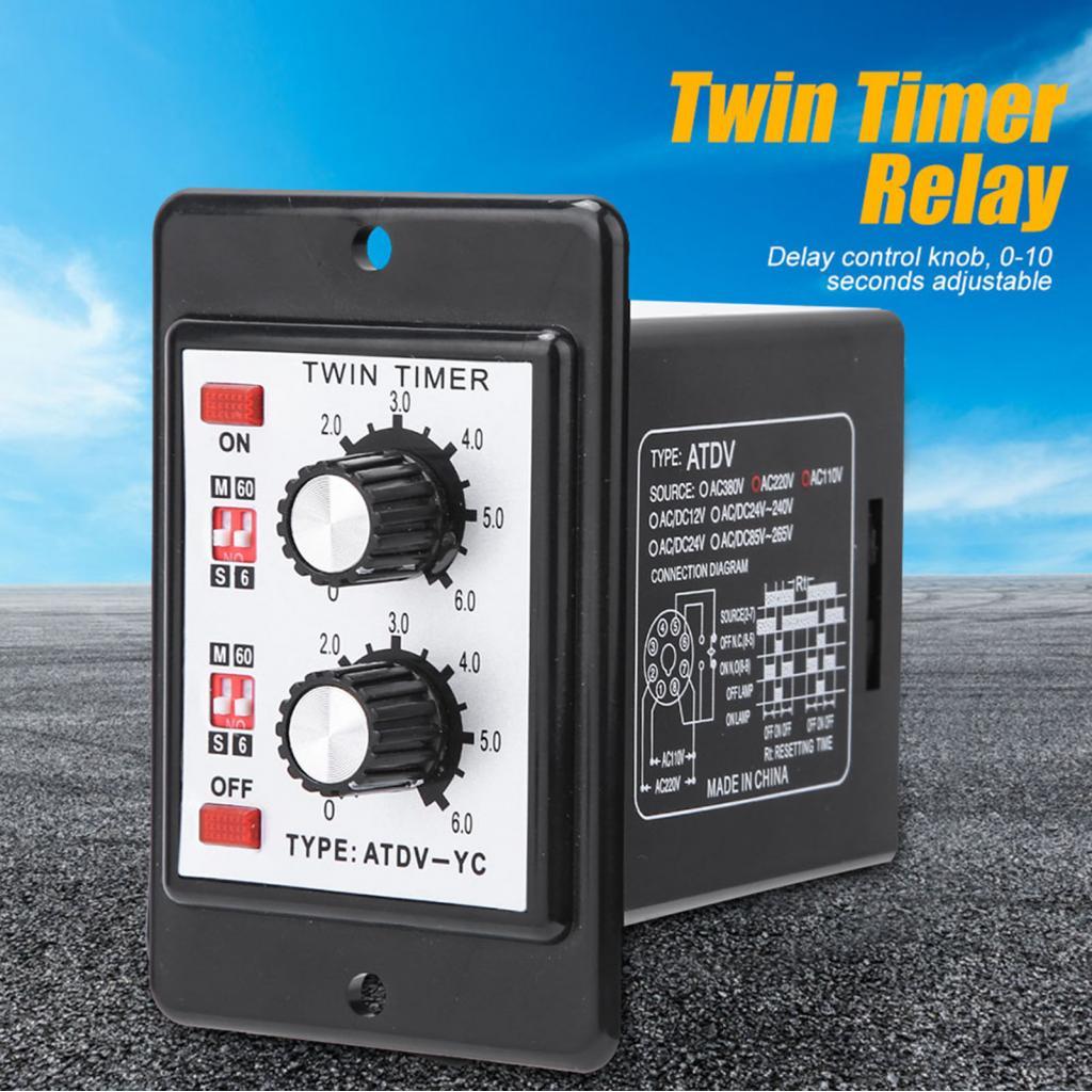 Viptool-TH Twin Timer รีเลย์ลูกบิดควบคุมสวิทช์เวลา ATDV YC 6S-60M สำหรับวงจรอัตโนมัติ (AC(110/220v))