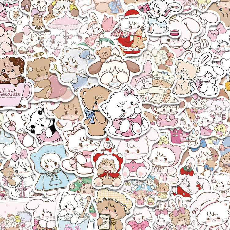 60แผ่นนุ่มหมีกระต่ายทําเองคู่มือวัสดุสติกเกอร์ปิดผนึกสติกเกอร์แล็ปท็อปสติกเกอร์กันน้ําสเก็ตบอร์ดตู้เย็นไอแพดถ้วยน้ํากระติกน้ําร้อนถ้วยกรณีโทรศัพท์สติก - รูปที่ 7