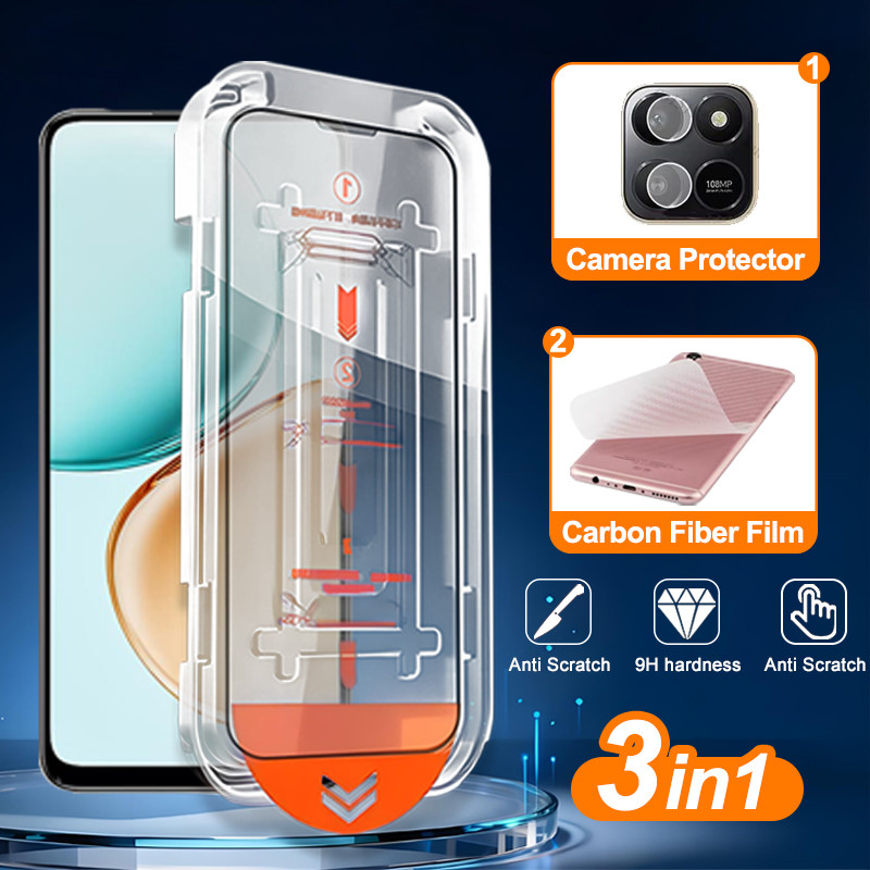 3 in 1 Honor X7d 4G 5G 8K Full Coverage ClearกระจกนิรภัยสําหรับX9d X5C X7C X9Cสมาร์ทX8A X7A X7B X7C 