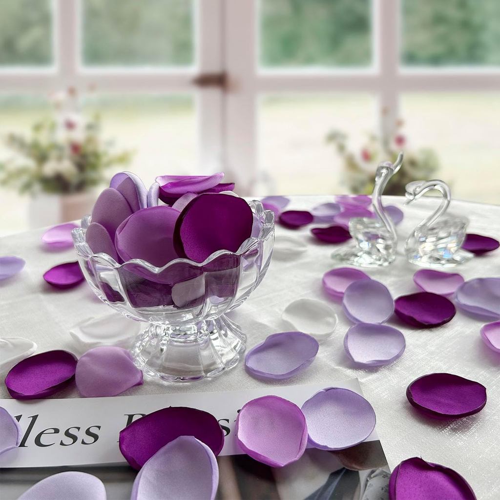 400Pcs Rose Petals for Wedding Decor Lavender Purple Silk Petals Flower Girl Scatter Petals for Aisl